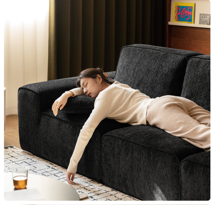 Fabric black tofu block sofa
