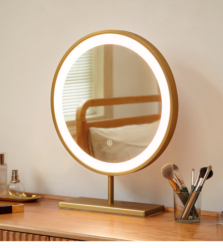 Light Luxury Makeup Mirror Desktop Small LED With Light.