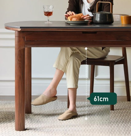 Black Walnut, Ash, Oak Solid Wood Folding Round Dining Table