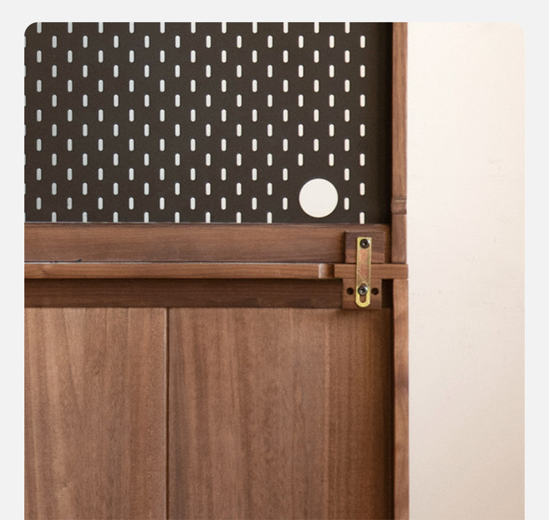 Black Walnut Solid Woof Sideboard Integrated High Cabinet Glass