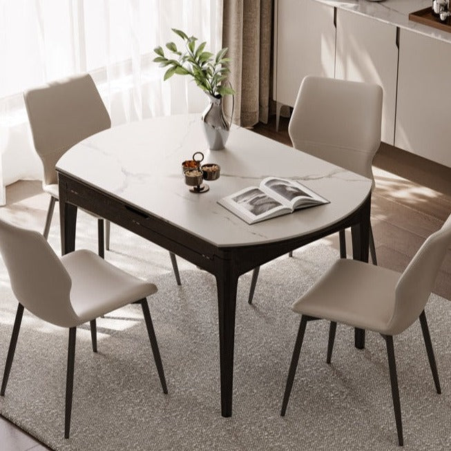 Oak Solid Wood Light Luxury Rock Slab Folding Dining Table