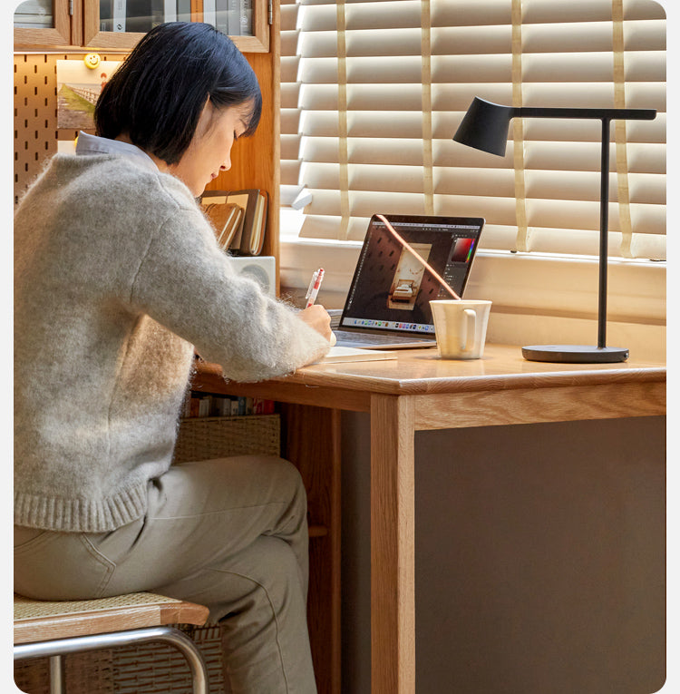 Oak Solid Wood Desk Bookcase Integrated Corner Office Table