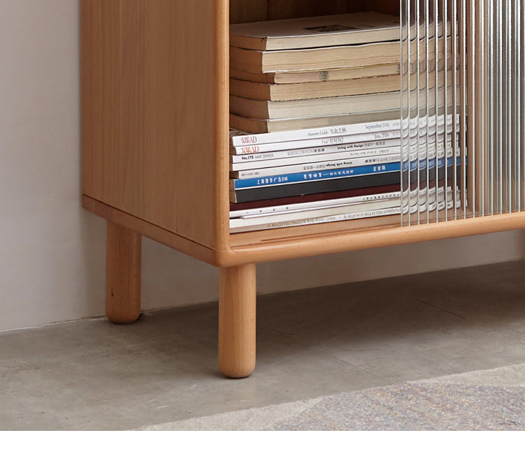Beech Solid Wood Sliding Door Side Cabinet