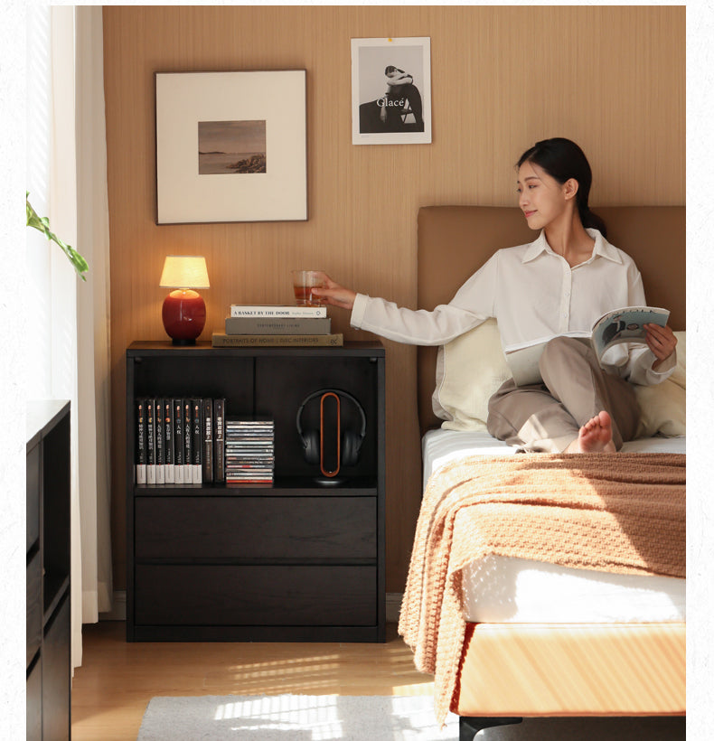 Oak, Solid Rubberwood Bookcase Modern Floor Combination Cabinet