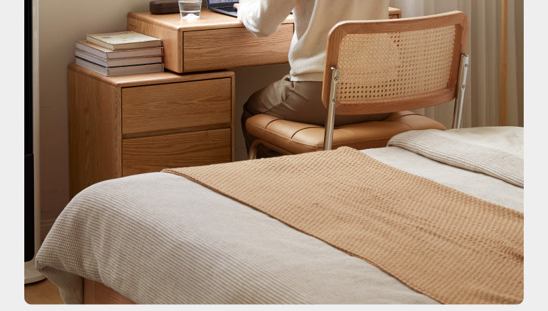 Solid Rubberwood, Oak, Beech Solid Wood Retractable Vanity Table Modern.