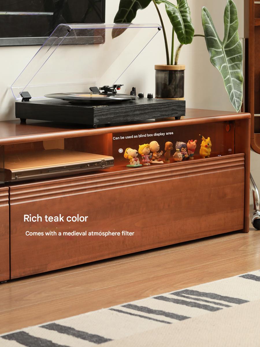 Poplar Solid Wood Retro Floor-Standing Medieval Style TV Cabinet.