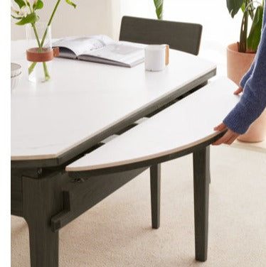 Rock slab folding dining table light luxury Oak solid wood"