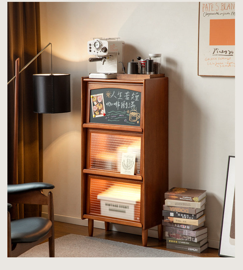 Poplar Solid Wood Vintage Style Flip Door Bookcase