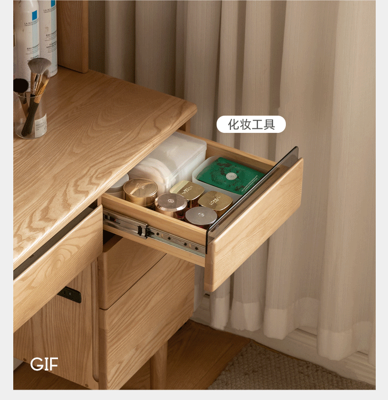 Ash, Oak Solid Wood Multifunctional Modern Vanity Table