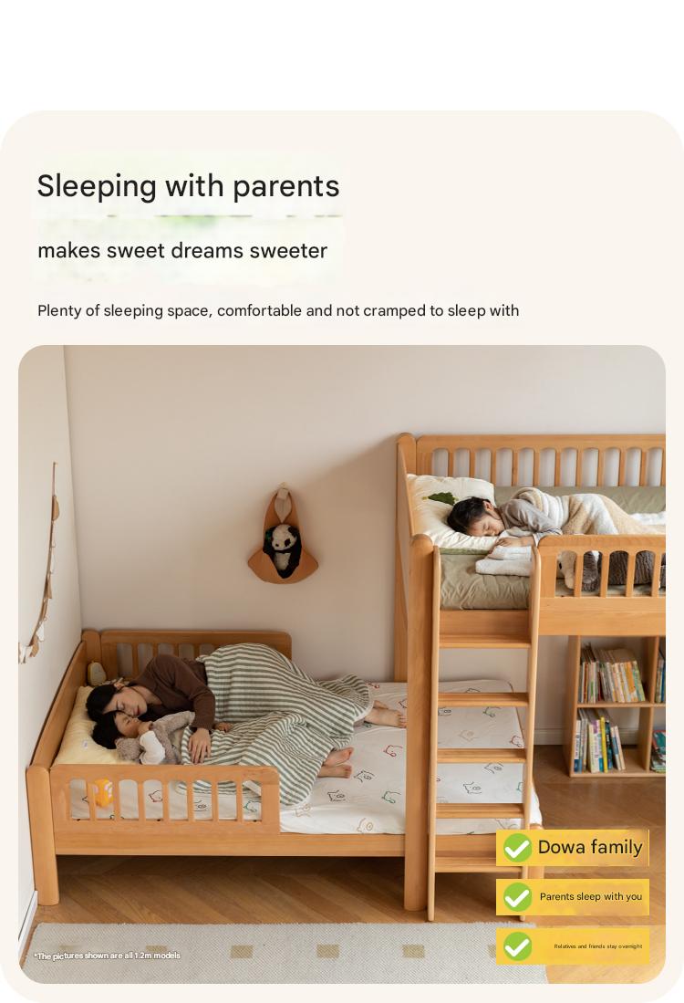 Beech solid wood children's bunk bed.