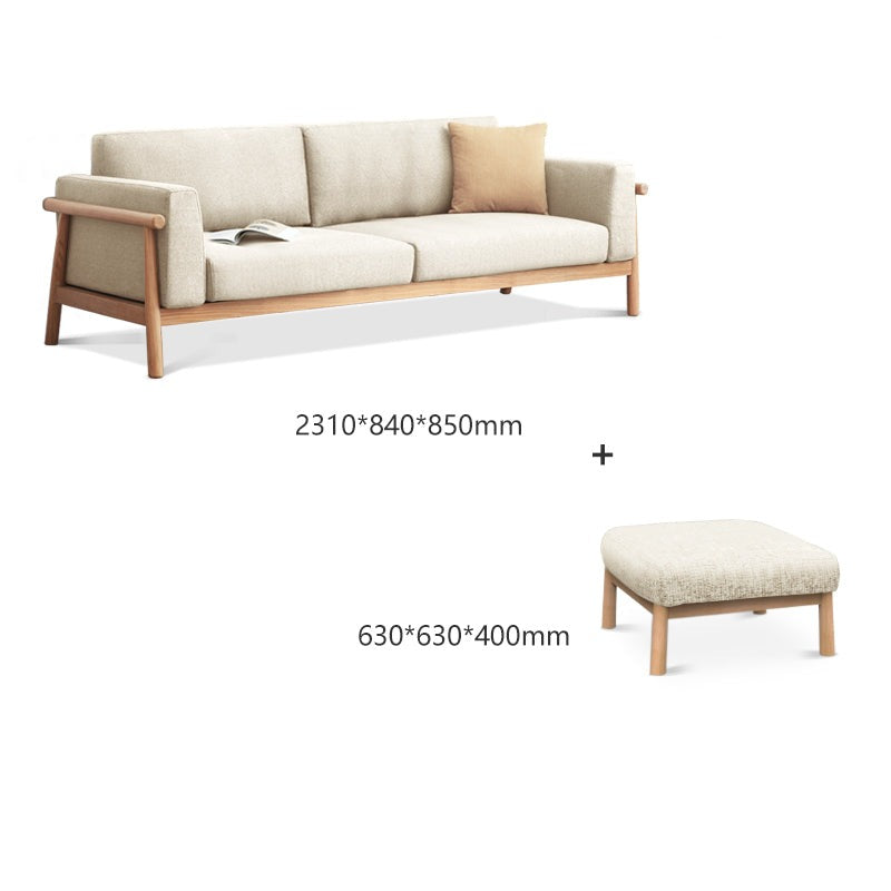 Oak solid wood fabric sofa"