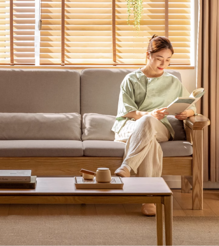 Ash Solid Wood Dual-purpose Fabric Sofa