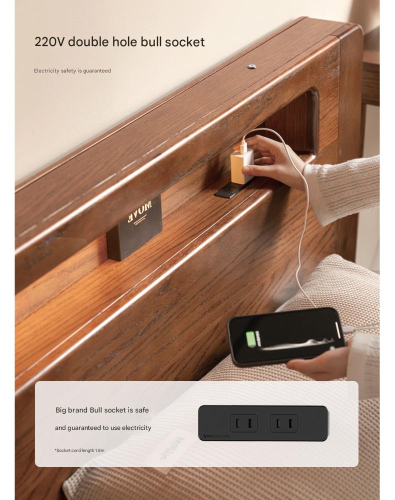 Oak Solid Wood Luminous Storage Box Bed