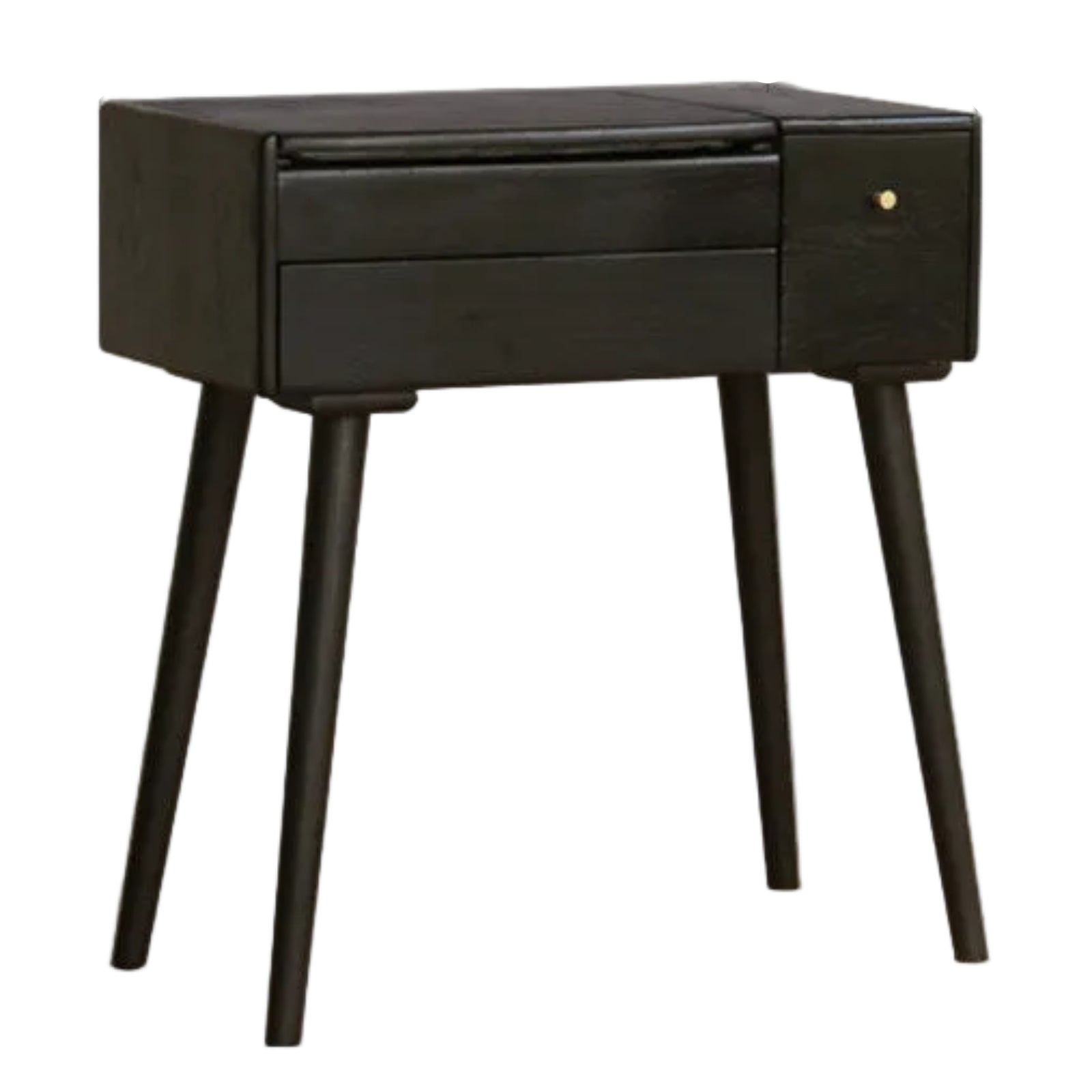 Solid RubberWood, Oak Solid Wood Black Vanity Table Mirror LED Touch.