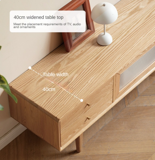 Oak, Ash Solid Wood TV Stand Sliding Door