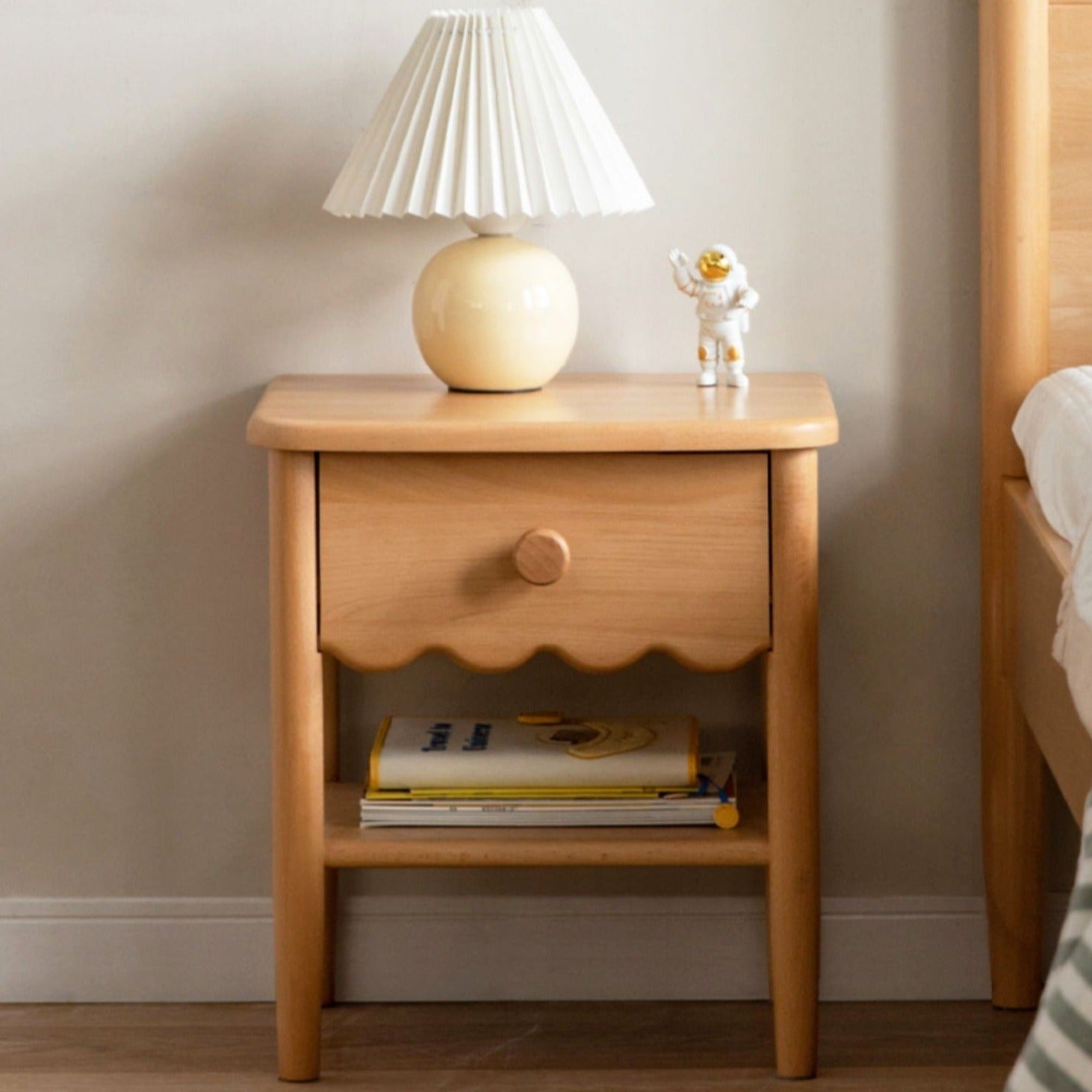 Beech, Oak Solid Wood Nightstand