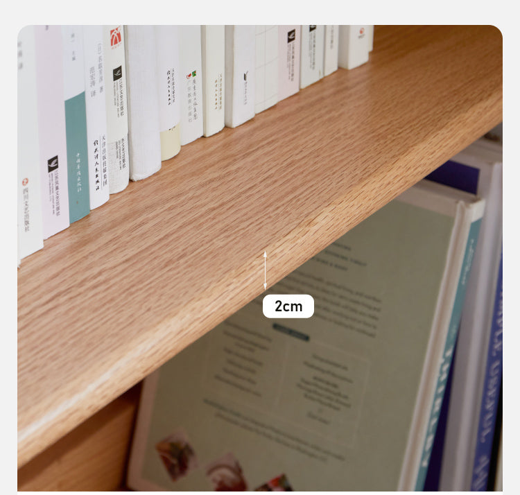 Oak Solid Wood Floor-To-Ceiling Combination Bookshelf, Glass Bookcase