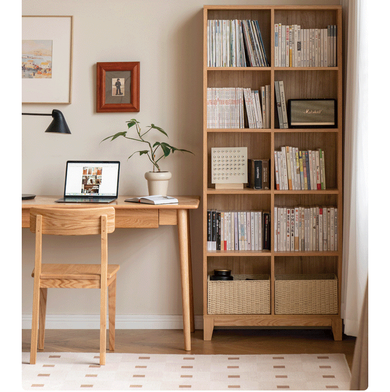 Oak Solid Wood Floor To Ceiling Bookshelve