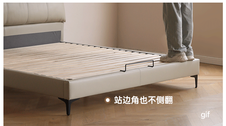 Cow Leather Bed ,Technology Cloth Wood Bed