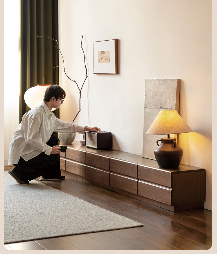 Oak, Black Walnut Solid Wood TV Cabinet.