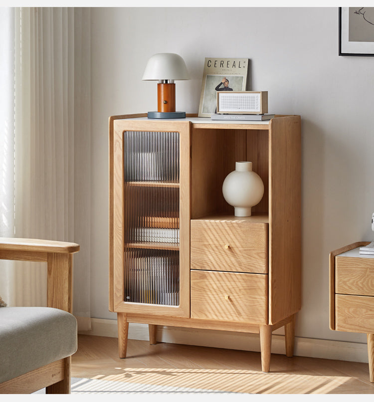 Ash Solid Wood Side Cabinet Storage.
