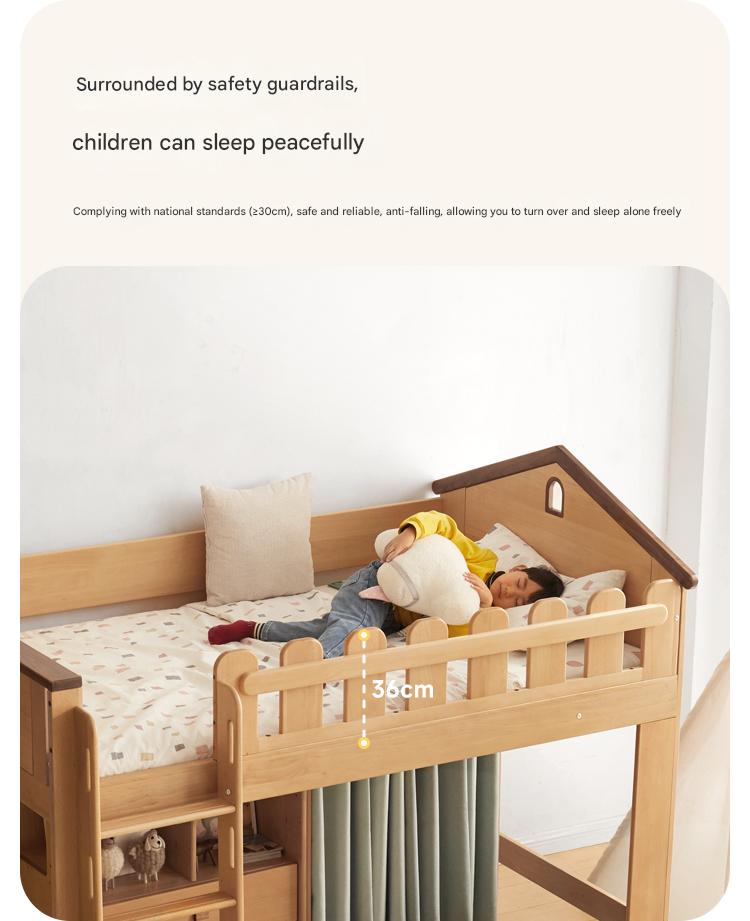 Beech solid wood Multi-functional high bed<
