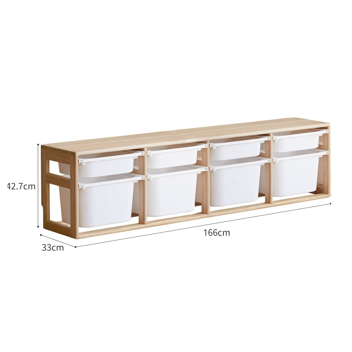 Poplar Solid Wood Children's Storage Rack Montessori Toy Storage