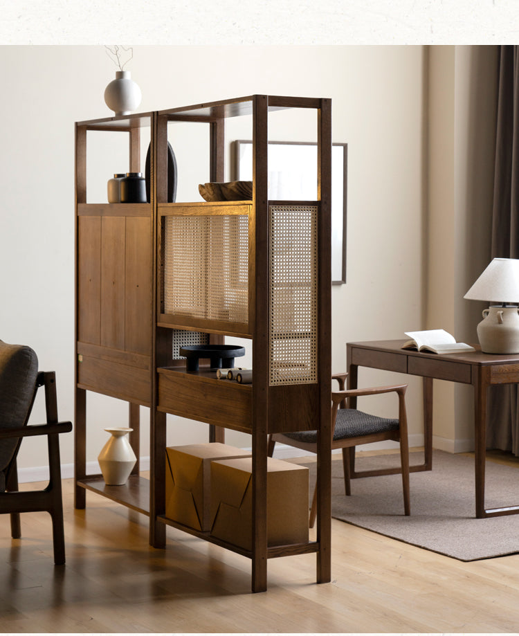 Black Walnut Solid Wood Bookshelf Display Cabinet Simple Bookcase