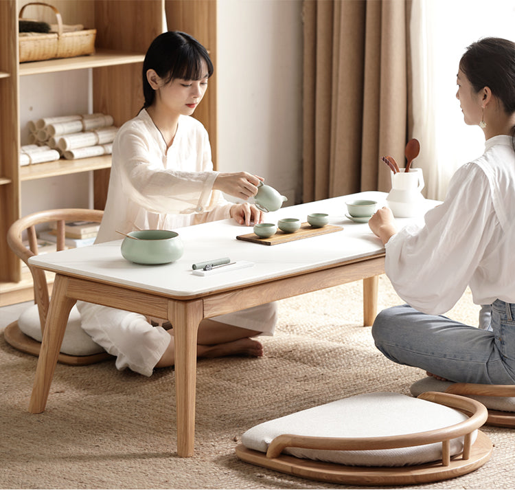Ash Solid Wood Rock Plate Tea Table