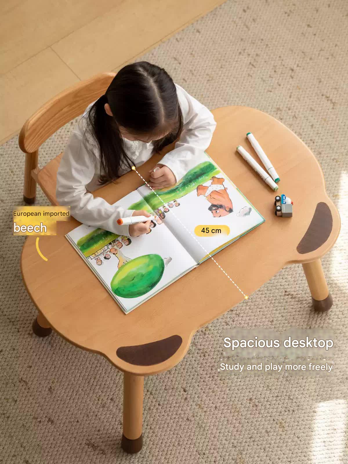 Beech Solid Wood Handmade Children's Table.