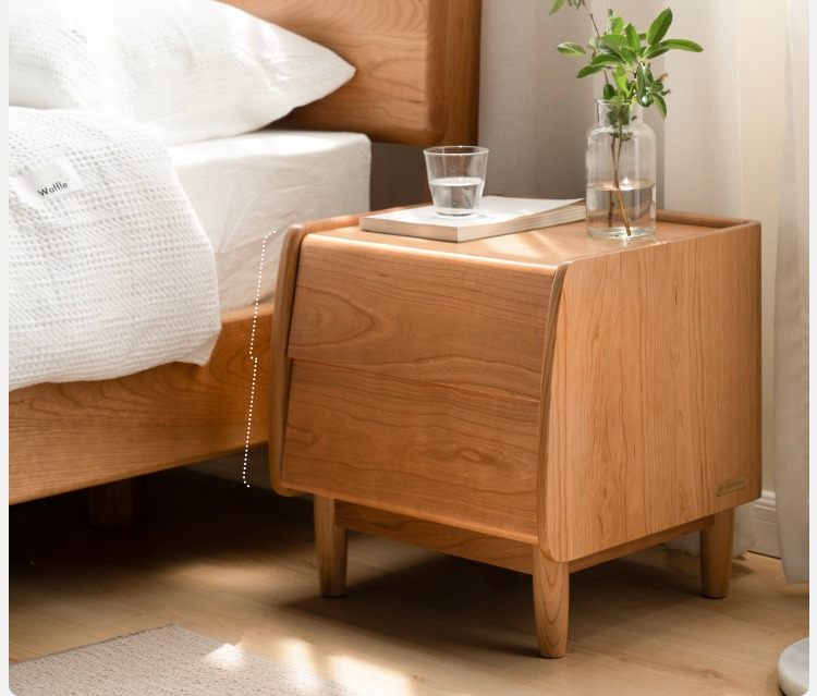 Cherry Wood Waves Nightstand