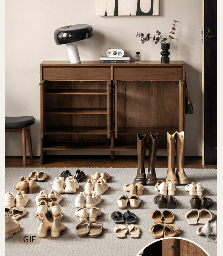 Black Walnut Solid Wood Italian Light Luxury Shoe Cabinet