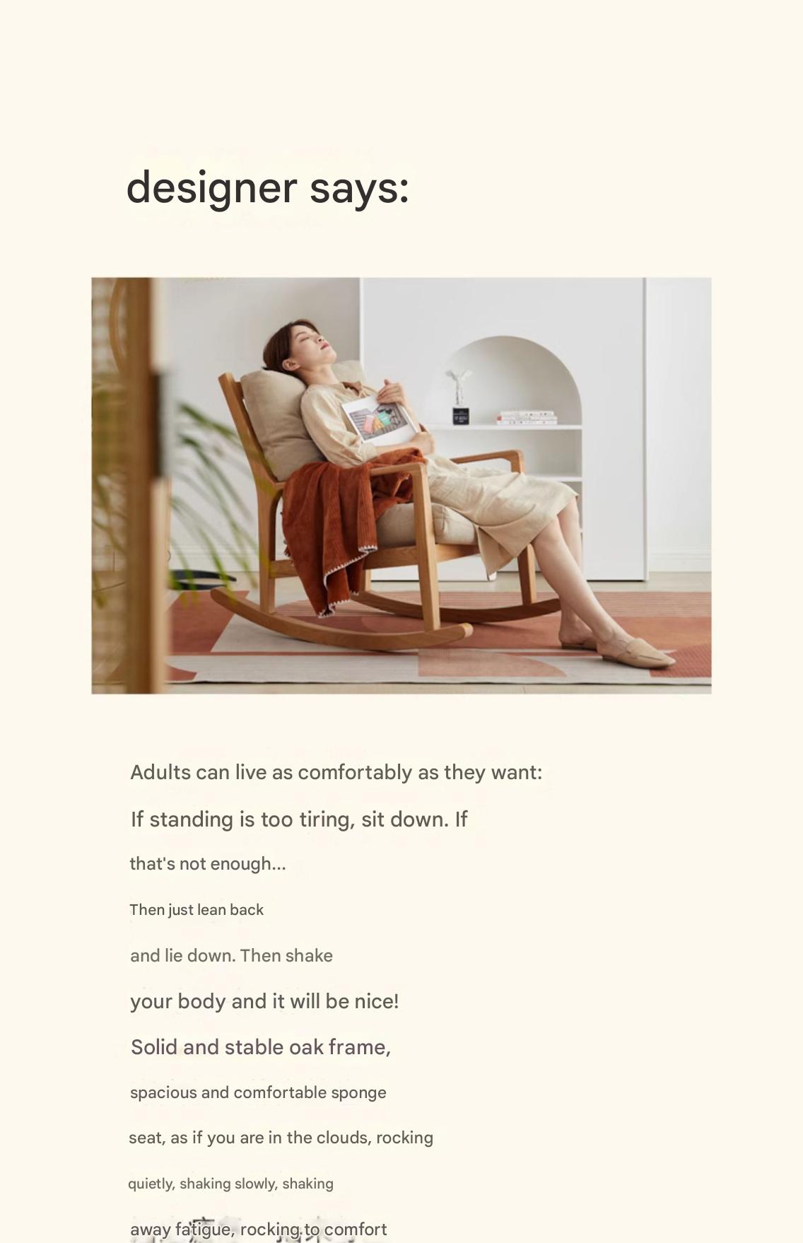Oak Solid Wood Single Lazy Rocking Sofa Chair