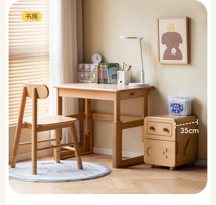 Oak Solid Wood Children's Cartoon Robot Nightstand