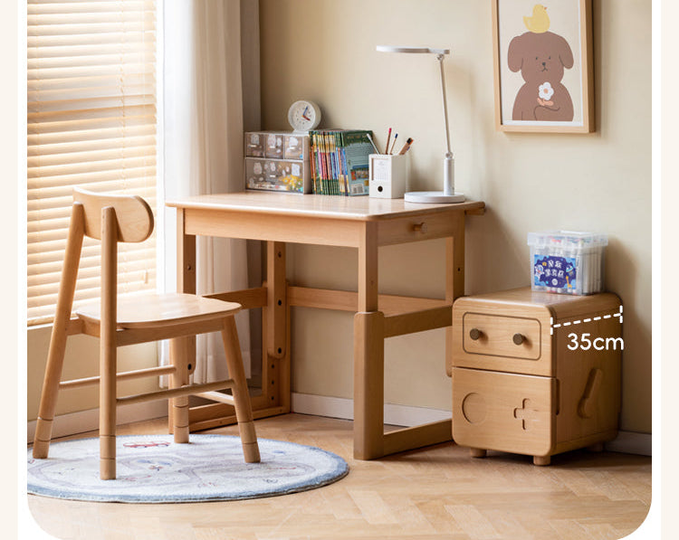 Beech Solid Wood Kids Cartoon Robot Nightstand