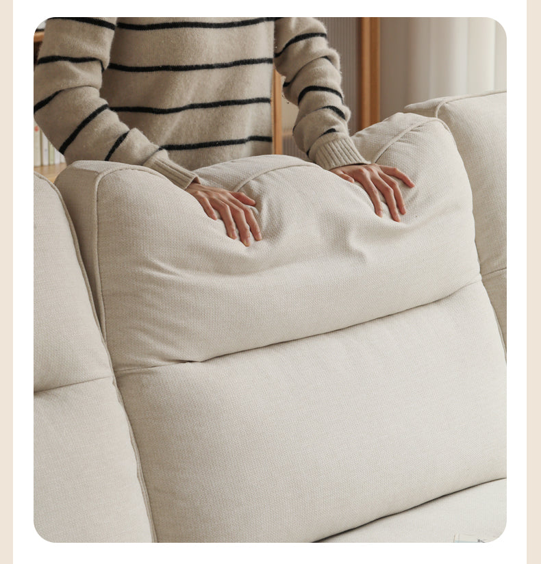 Oak Solid Wood Straight High Back Cloth Leather Sofa,