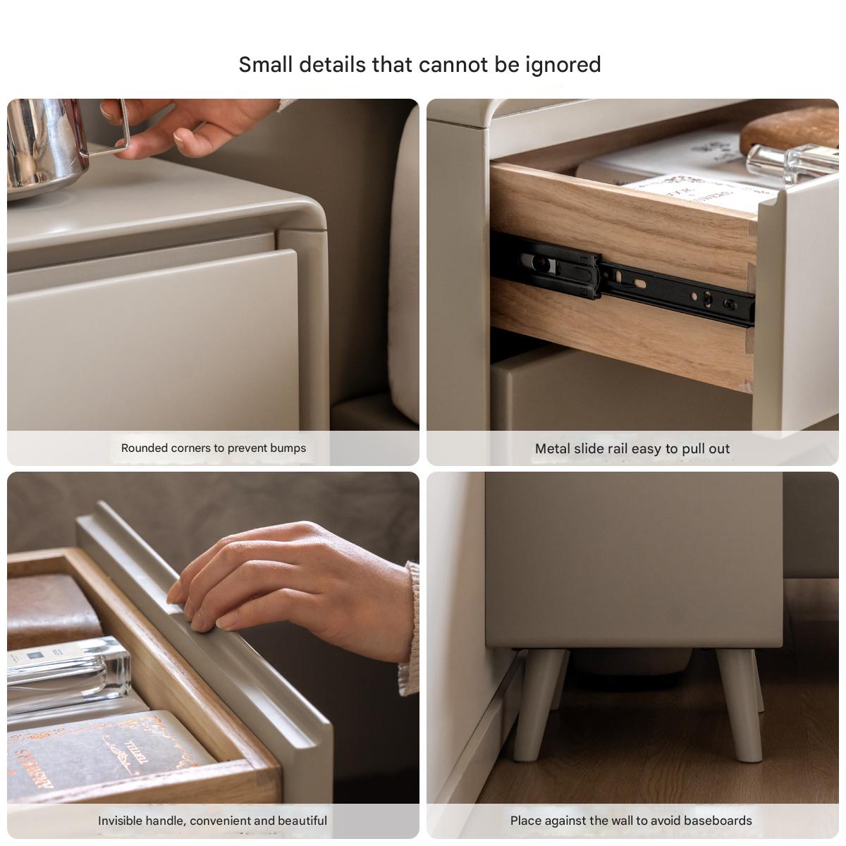 Tulipwood Solid Wood, Solid Rubberwood Modern Nightstand.