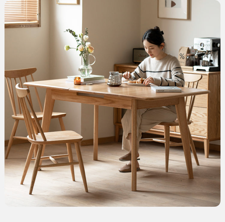Oak, Ash Solid Wood Nordic Wall-Mounted Retractable Long Dining Table