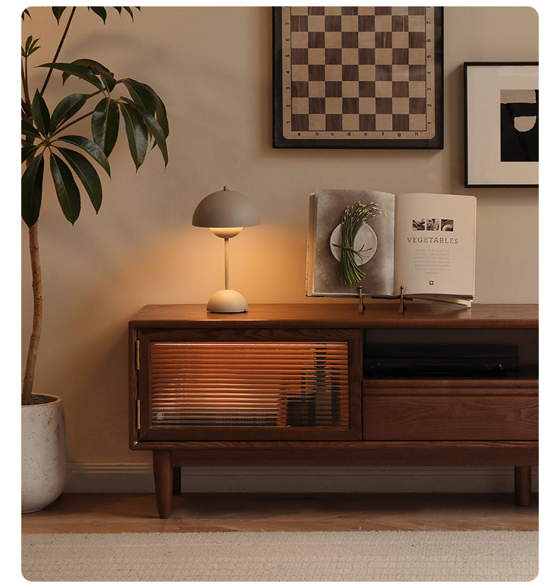 Ash Solid Wood Modern Floor TV Cabinet.