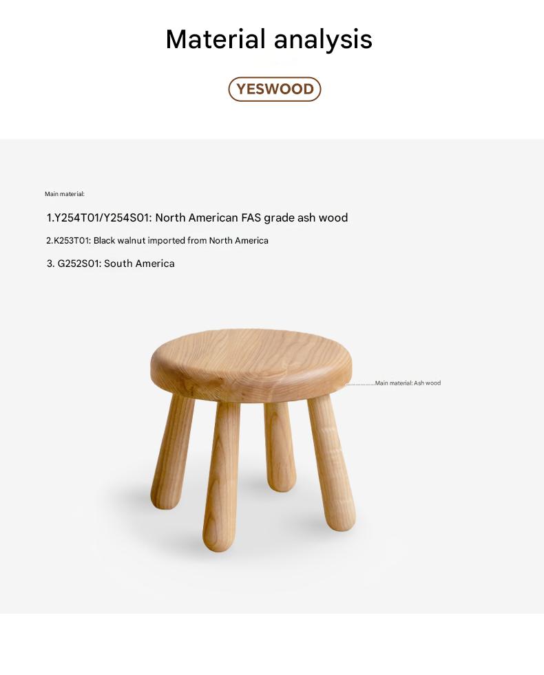 South American Walnut, Black Walnut, Ash Solid Wood Side Chair Small Stool