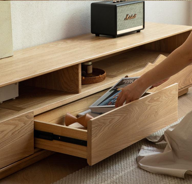 Ash Solid Wood Floor TV Storage Cabinet.