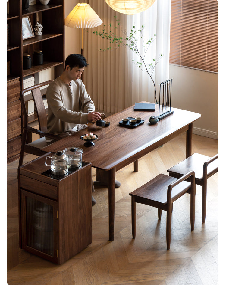Black Walnut, Oak Solid Wood Tea Table