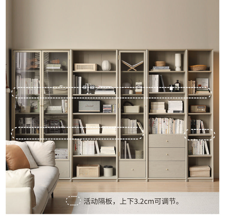Oak Solid Wood Combination Bookcase Light Luxury, Floor-To-Ceiling Bookshelf