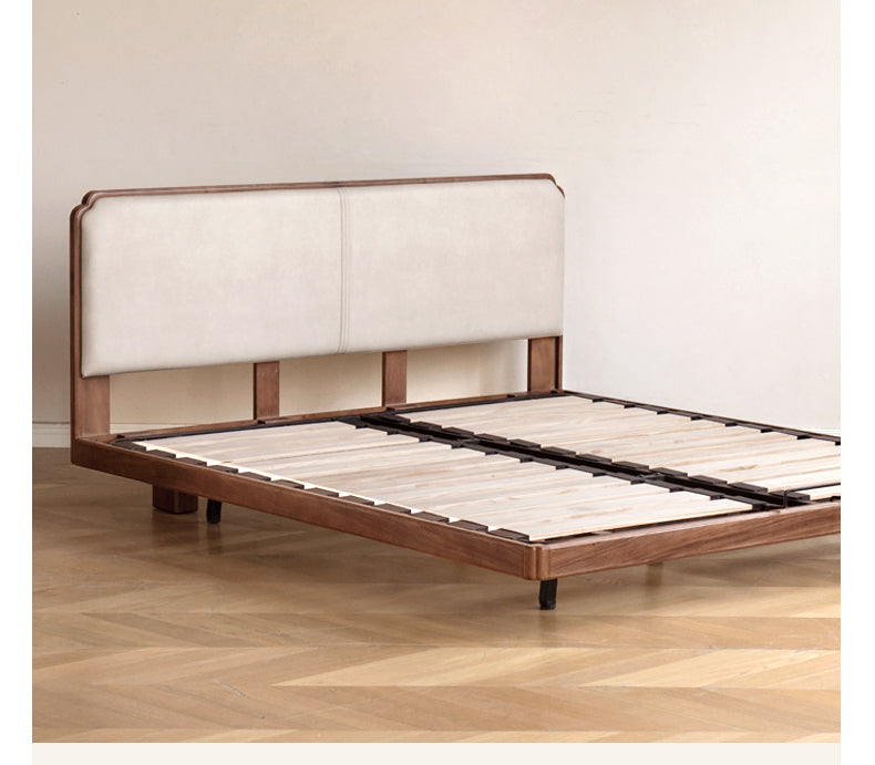 North American Black Walnut, Oak Technical Cloth Organic Leather Soft Suspended Bed