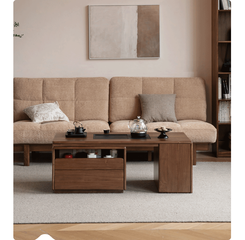 Black Walnut Solid Wood Telescopic Tea Table.