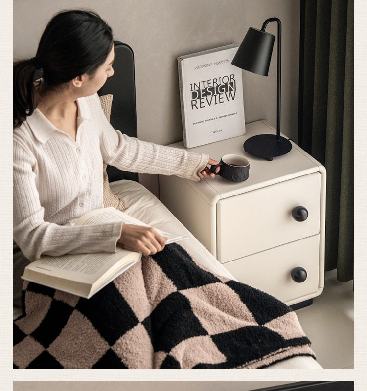 Poplar Solid Wood Modern White Nightstand.