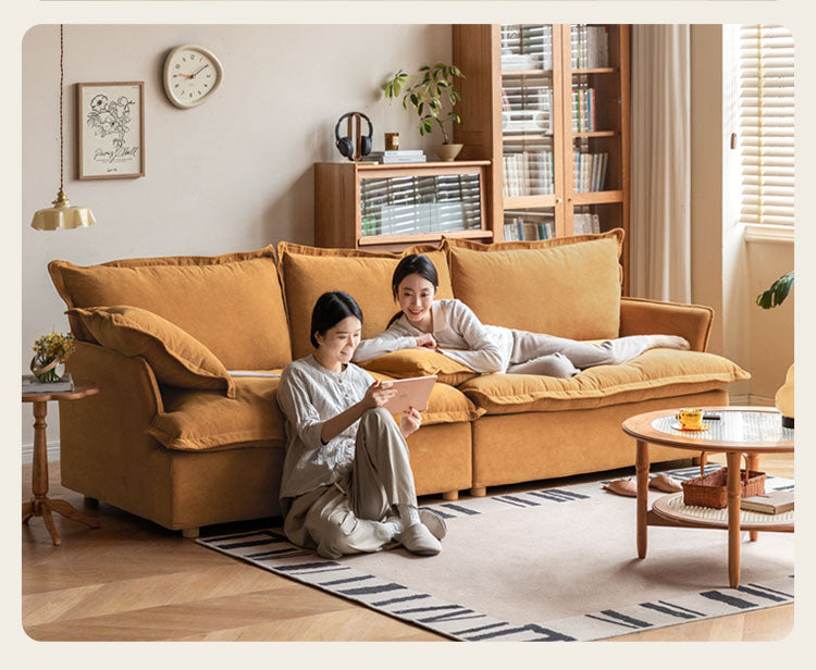 Fabric Down Modern Three-seat Sofa.