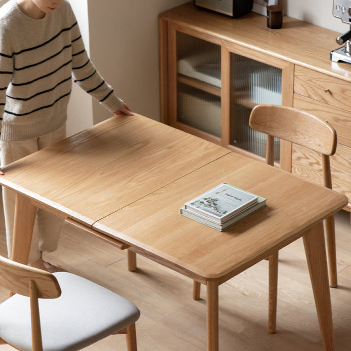 Oak, Ash Solid Wood Nordic Wall-Mounted Retractable Long Dining Table