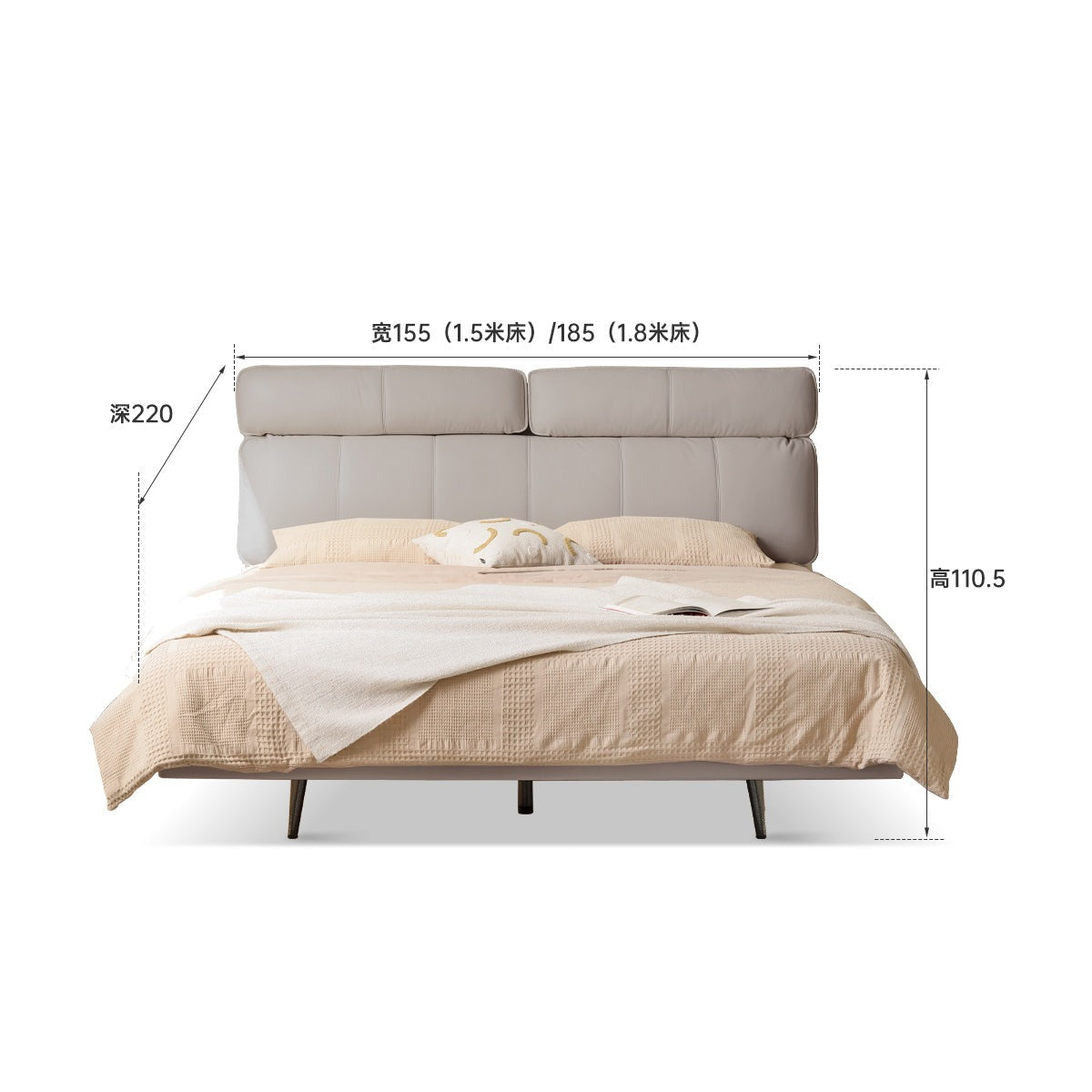 Genuine Leather Bed Milk Suspended Bed Head Layer Cowhide Wedding Bed