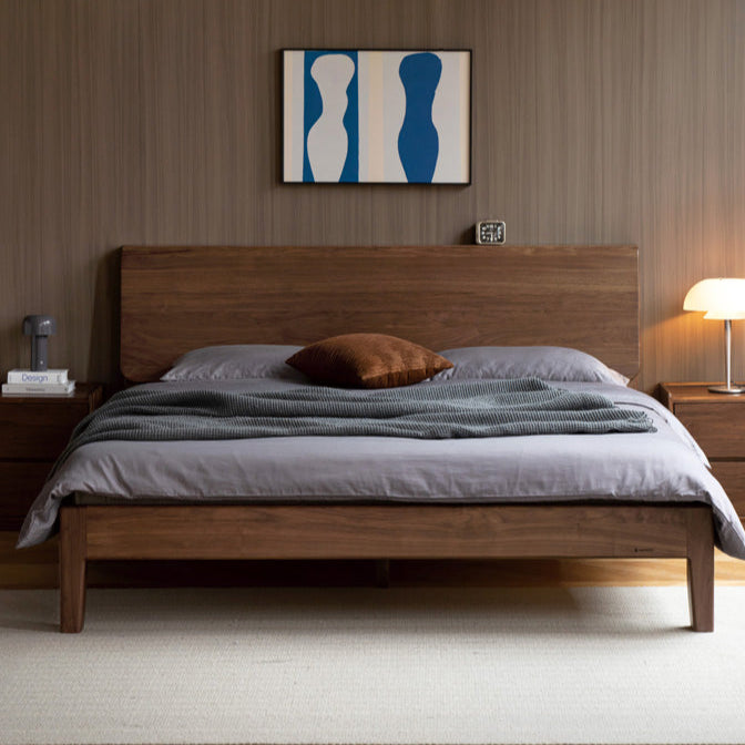 Black Walnut, Teak solid wood, Ach Solid Wood Bed Nordic Modern